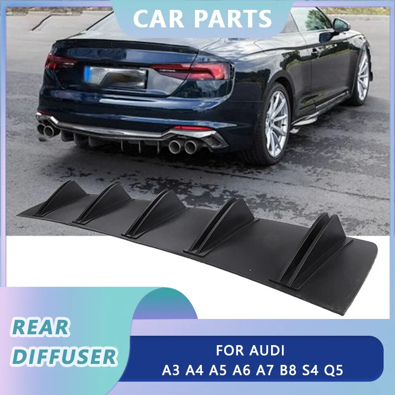 2 pz Universale Diffusore Posteriore Paraurti Per AUDI A3 A4 A5 A6 A7 B8 S4 Q5 81.5 cm 5 Alette Splitter Mento Spoiler Labbro Inferiore ricambi Auto