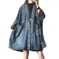 Autunno donna giacche lunghe di lusso moda donna Vintage sciolto Trench in Denim oversize donna