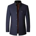 Blazer di lana da uomo giacche Trench in Cashmere colletto rialzato abiti Casual da lavoro cappotti