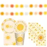 1set Bohemian Sun stoviglie usa e getta piatti di carta Banner per Bohemian Sun 1st Happy Birthday