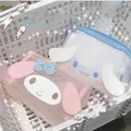 Astuccio per matite Sanrio Kawaii My Melody Cinnamoroll Borsa per studenti con cerniera in rete Borsa per cosmetici con guscio trasparente per cartoni animati