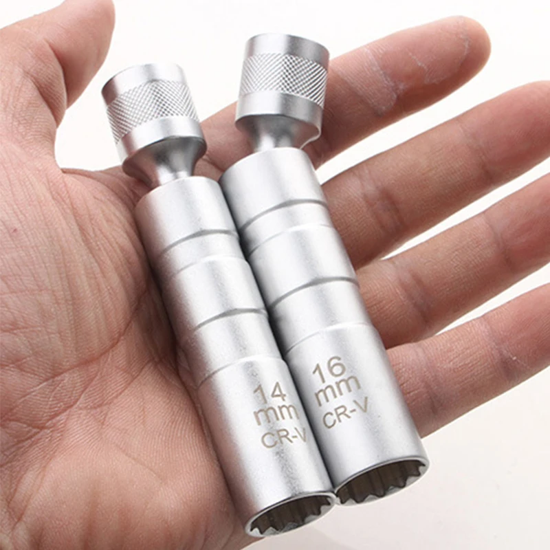Chiave universale per candela da 3/8 pollici Presa magnetica a 12 punti con angolo di accensione a parete sottile Strumenti per la rimozione dell'auto 14mm 16mm