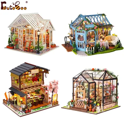 CUTEBEE Casa delle bambole fai-da-te Mini Casa delle bambole in miniatura in legno con giardino per