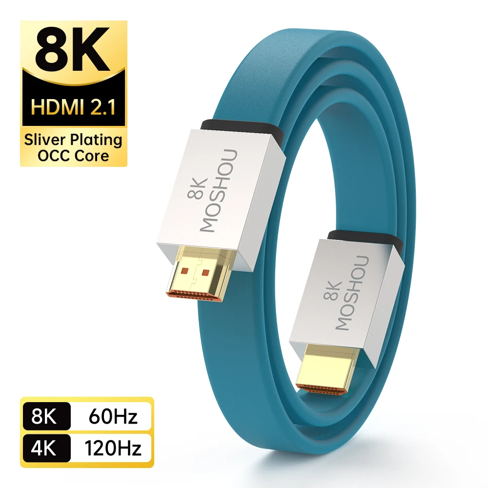 Cavo MOSHOU HDMI 2.1 48Gbps 8K@60Hz 4K@120Hz Cavo HDMI ad altissima velocità HDCP 2.2 e 2.3 HDR 10 eARC per Dolby Vision Atmos