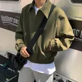2022 autunno giacca corta uomo moda verde nero giacca Casual uomo Streetwear coreano Bomber sciolto