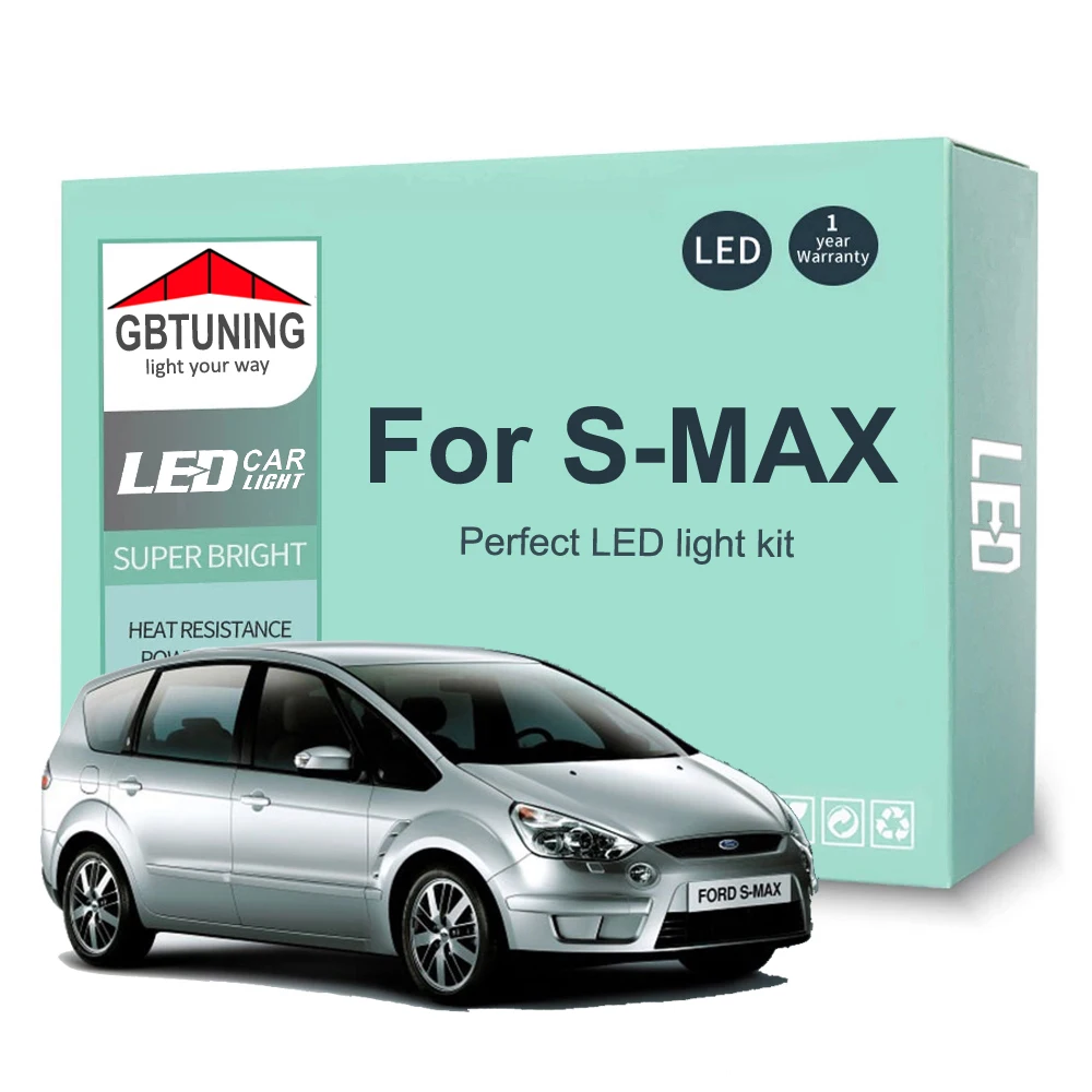 Kit lampadina interna a LED per Ford S-MAX S MAX SMAX 2006 2007 2008 2009 2010 2011 2012 2013 2014 Lampada a cupola per auto Canbus Nessun errore