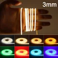 3mm Ultra sottile COB LED Strip Light 12V LED Strip Ribbon Lamp 24V Tape LED Colorful FOB COB Strip