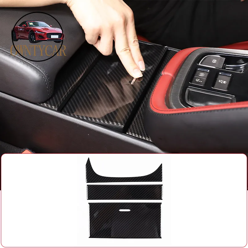 ABS fibra di carbonio/nero opaco per Jaguar F-TYPE 2013-2024 scatola portaoggetti per Console centrale copertura del pannello trim Sticker accessori per auto