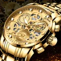 Men's Business Watch Skeleton Design Fashion Mechanical Style Stainless Steel Quartz Movement