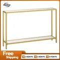 HOOBRO Console Table with Shelves 100 cm Side Table Tempered Glass Entrance Table Modern Sofa Table