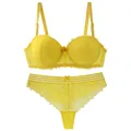 DaiNaFang New Sexy Lace Floral Bras Set Women Bow Push Up Underwear Yellow Black White Red Pink