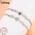 925 Sterling Silver Bracelet Angel Lover Zircon Amethyst Bracelet Woman Engagement Wedding Charm