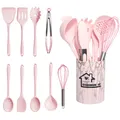 10Pcs Pink Silicone Cooking Utensils Set Non-Stick Pan Baking Tools Kitchenware Spatula Spoon Food