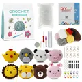 8Pc Crochet Kit Complete Crochet Knitting Kit Cute Animal Crochet Starter Pack with Yarn Stuffing