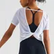 Sexy Yoga Vest Sports Top Loose Casual Open Back Mesh T-shirt Tank Women Short Yoga Shirt Sportswear