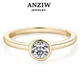 Anziw Classic 0.5ct Moissainte Wedding Rings Gold Color Bands for Women 5mm Lab Diamond Solitaire