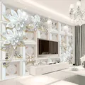 Custom 3D Wall Murals Wallpaper Wall Painting Stereoscopic Relief Jewelry Flowers 3D Living Room TV