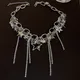 New Punk Style Bling Bling Silver Chain Star Tassel Choker Necklace For Women Korean Jewelry Party