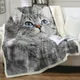 Grey Cat Throw Blanket Printed Blanket Super Soft Sherpa Blanket for Couch Sofa Bed