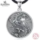 Eudora 925 Sterling Silver Moon Dragon Necklace for women man Vintage Sun Dragon Amulet Pendant