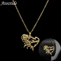 Atoztide Romantic Rose Heart Custom Name Necklace Stainless Steel Custom Nameplate Pendant Chain for