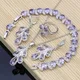 Natural 925 Silver Bridal Jewelry Sets Purple CZ Costume Jewelry Kits For Women