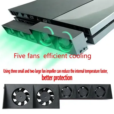 For PS4 Console Cooler Cooling Fan For PS4 USB External 5-Fan Super Turbo Temperature Control For