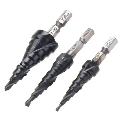 HRC89 M35 Cobalt TiAlN Coated Step Drill Bit 3-12/4-12/4-20mm 1/4 Inch Hex Shank Metal Drilling Hole Opener For Stainless Steel