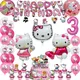 Hello Kitty Pink Girl Birthday Party Decoration Balloon Tableware Banner Backdrop Cake Topper Party
