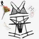 Women Lingerie Sexy Bra Thongs Garters Set Polka Dot Mesh Underwear Set Porn Sex Costumes