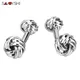 SAVOYSHI Fashion Silver Color Twisted knot Cufflinks for Mens Shirt High Quality Oval Cuff links