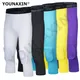 Child Base Layer Knee Pads 3/4 Cropped Pants Men Tight Training Fitness Running Basketball Football