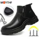 2023 Quality Leather Boots Men Safety Shoes Waterproof Work Boots Safety Steel Toe Shoes Men