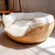 Four Season Cozy Nest Baskets Sleeping Bag Soft Cat Kennel Dog Beds Bamboo Weaving Waterproof