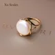 Natural Fresh Water Irregular Baroque Round Button 15-16mm Bright White Colored Pearl 14K Gold