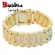 Bubble Letter Men Bracelet On Hand Watch Link Real Gold Plated Hip Hop Jewelry Pulsera Ancha 2021