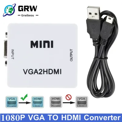 WVVMVV Mini VGA to HDMI-compatible Converter VGA2HDMI Video Box Audio Adapter 1080P For Notebook PC HDTV Projector TV Portable