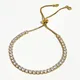 Peri'sbox Gold Color Sparking Zircon Tennis Bracelets For Women Adjustable Slider Buckle Cz Crystal