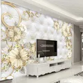 European Style 3D Jewelry Flower Soft Bag Mural Luxury Living Room Sofa TV Background Imitation