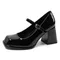 Mary Janes Vintage Black Sandals Woman Buckle Non-Slip Casual Medium Heels Office Ladies Solid
