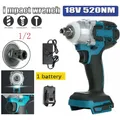 520NM Brushless Cordless Electric Impact Wrench 18V Rechargeable Impact Wrench 1/2 inch Power Tool