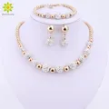 High Quality Gold Color Jewelry Set Nigerian Wedding African Beads Costume Jewelry Bracelet Earring