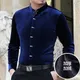 Elegant Gentleman Velvet Dress Shirts Mandarin Father Collar Social Velour Shirts For Mens Flannel