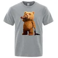 Lovely Ted Bear Drink Beer Poster Printing Men Tops Fashion Tee 2023 Summer Brand T-Shirt Oversized