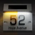 Outdoor Solar Lamp House Number Address Light Sign Tool Doorplate Stainless Steel Wall