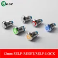12mm 12-24v Electronics Chrome Pin Foot Led Light Metal Push Button Momentary Switch 12v 220v 24v 3v