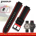 New Silicone Rubber mens Watchband Stripes strap for Timex E-tide Compass T2N720 T2N721 TW2T76300