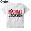 Boys/Girls MJ Michael Jackson Printed T Shirt Kids Casual Short Sleeve Tops Children's Funny White