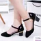 Women Cute Sweet Black Buckle Strap Square Heel Shoes for Office Lady Classic Comfort Summer Heel