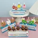1set Bear flower Theme Candle Baby Shower Cake Topper Dessert Candle Happy Birthday Candle Party